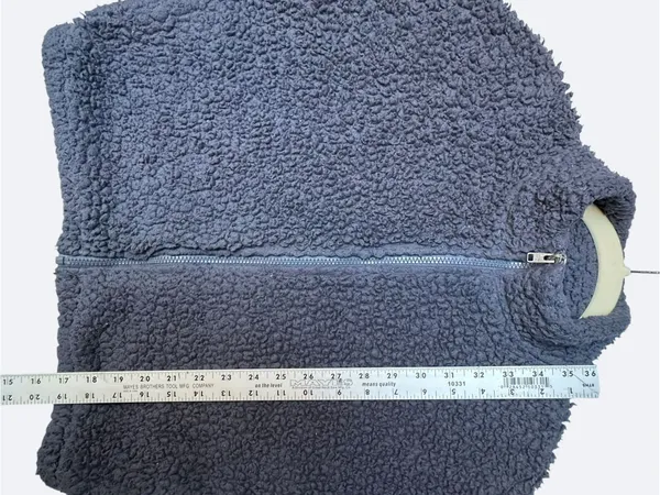 Hollister Sherpa Fleece Jacket Womens XS Gray Full Zip Cropped Teddy Cozy Soft - Image 4