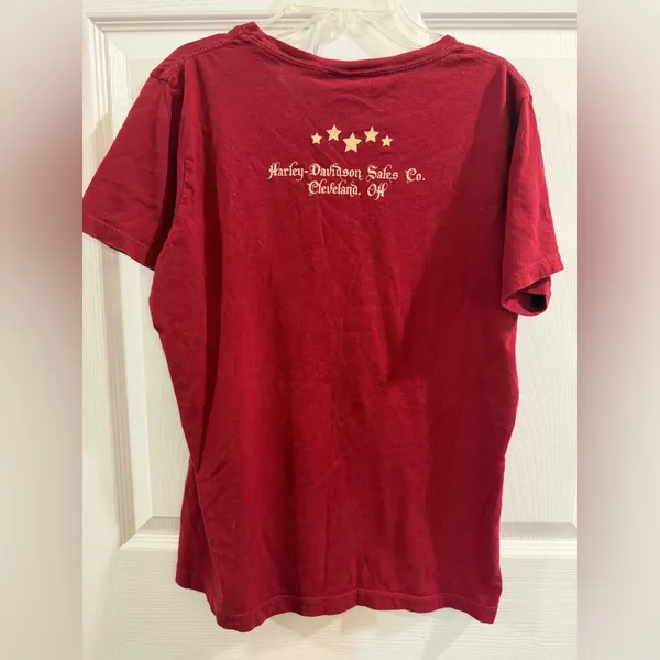 Harley-Davidson Red Crewneck Tee with Classic Bar & Shield Logo - Image 5