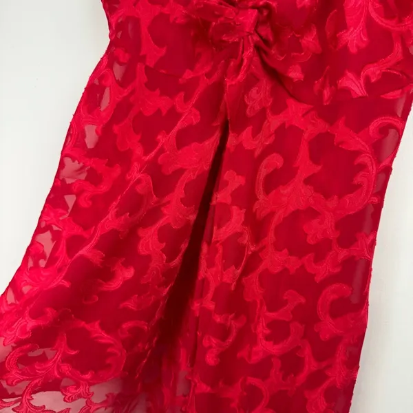 Vtg Victoria’s Secret Red Semi Sheer Slip Dress Sz Medium Babydoll - Image 8