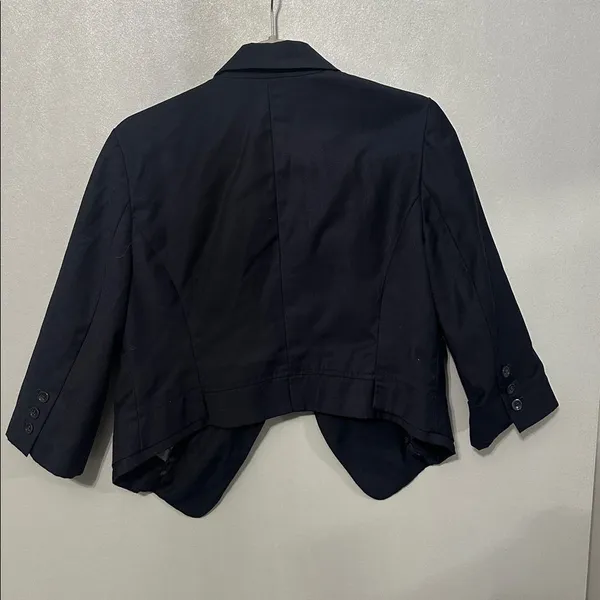 LUX Women Blazer Cropped 3/4 Sleeve Single Button Black Large - Image 4