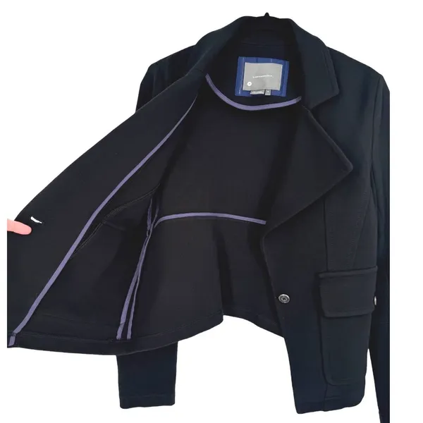 Anthropologie‎ Women's Surin Ponte Knit Moto Blazer Jacket Black Size Medium - Image 6
