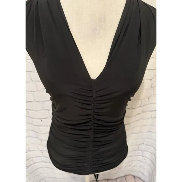 Fredericks of Hollywood Convertible black V-neck top with gathered ruching Large - Image 5