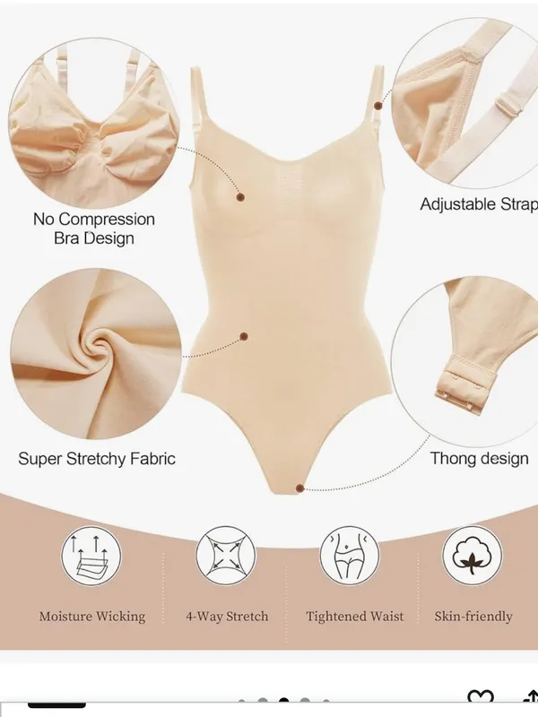 SHAPERX Tummy Control Shapewear Thong Bodysuit Seamless size small-medium - Image 4