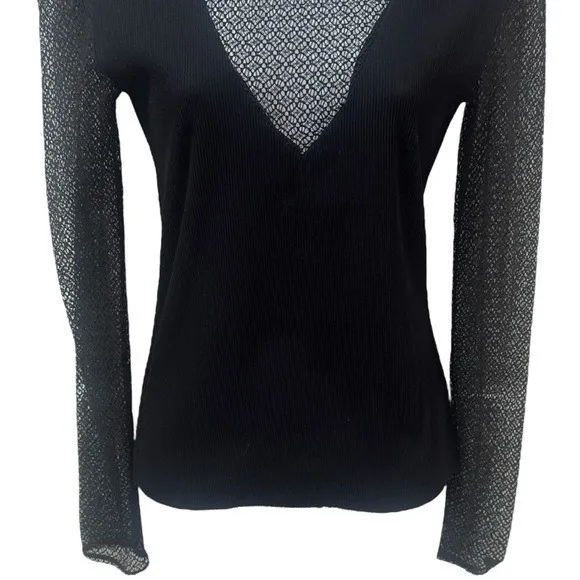 Maje Lysea Mixed Media Long Sleeve Top Fairygoth Party Grunge Chic Size 1 (S) - Image 3