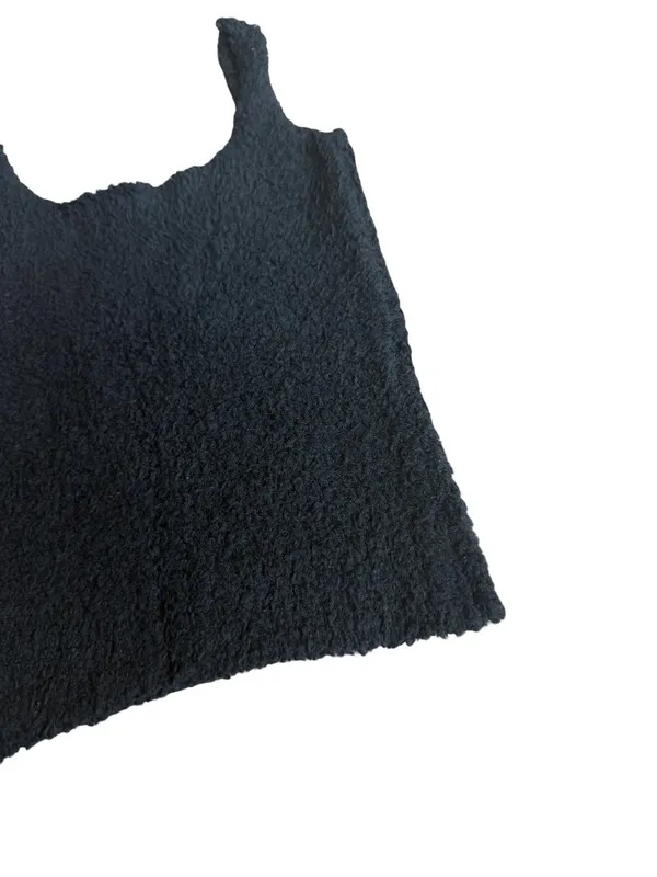 Skims Cozy Knit Fuzzy Teddy Sherpa Tank Top Black Onyx Stretch Size XS Women's - Image 6