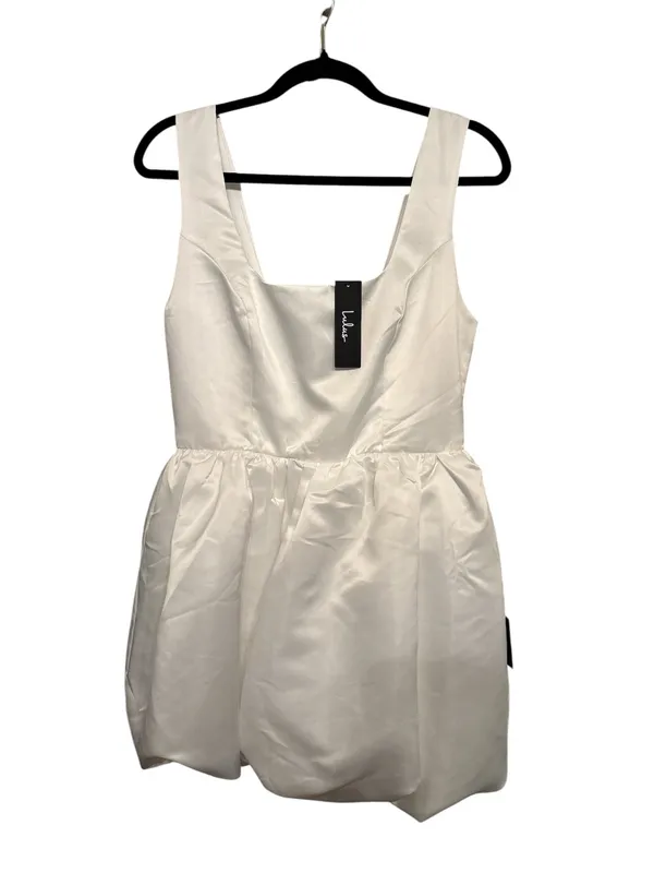 Lulus  White Square-Neck Bubble-Hem Mini Dress - Image 3