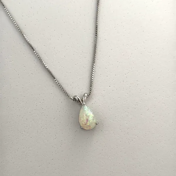 Opal Teardrop Shape Pendant Necklace for Women - Image 2