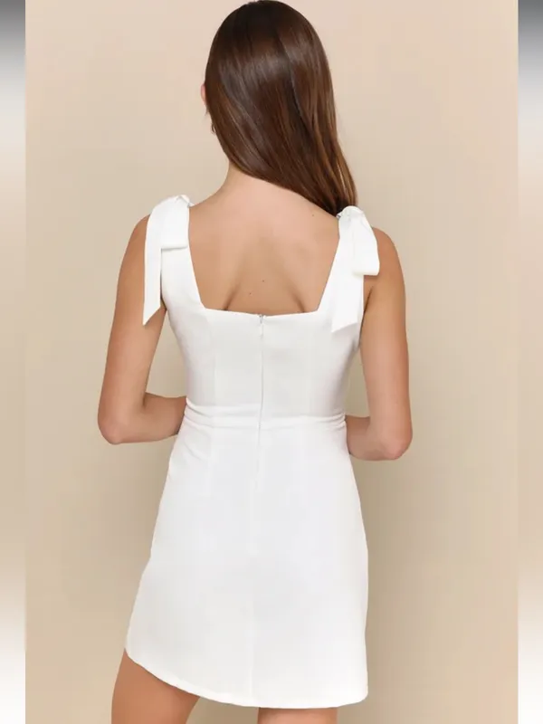 Lulus Your Sweetie White Tie-Strap Mini Dress Size Large - Image 2