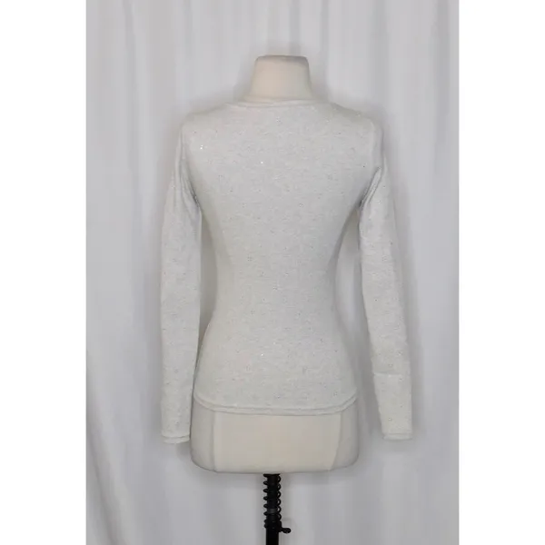 J. CREW Vintage Rib Long Sleeve T-Shirt Embellished Heathered Dove XXS XX-Small - Image 7
