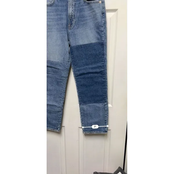Gap Cheeky Straight Patchwork Jeans Womens 8/29 Blue‎ High Rise Colorblock Denim - Image 5