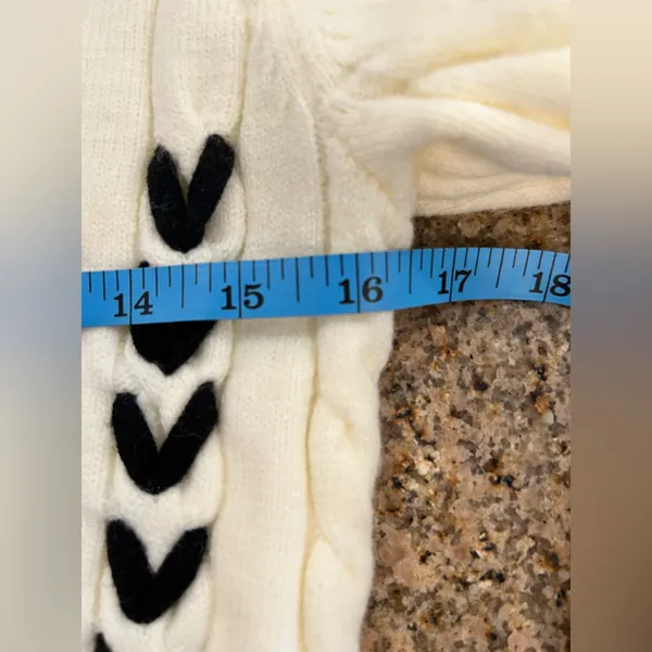 Commense Contrast Stitched Cable Knit Polo Sweater Off-White Size Medium NWT - Image 7