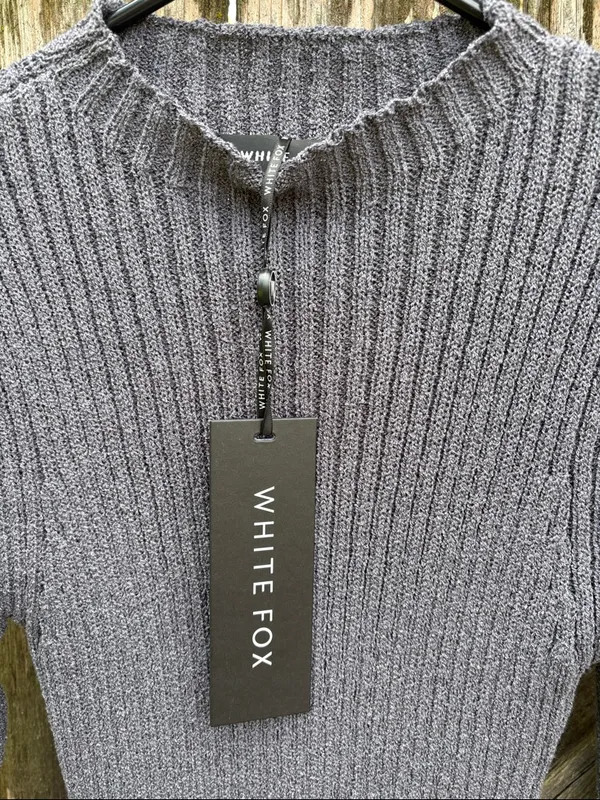 NWT White Fox Get On Down Ribbed Knit Dress Charcoal Size Medium - Image 3