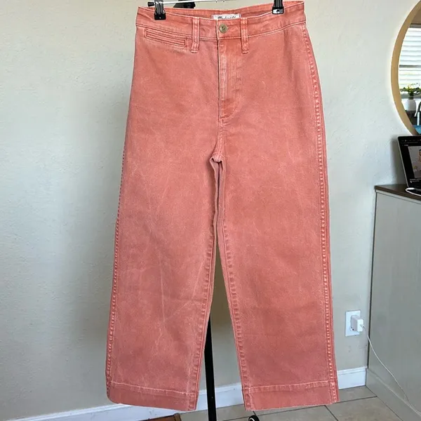 Madewell Slim Emmett Wide-Leg Crop Pants in Sweet Dahlia Size 25‎ - Image 4