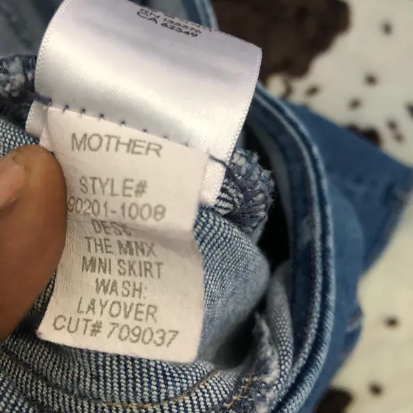 MOTHER The Minx Ruffled Denim Mini Skirt in Layover Jean Denim Asymmetrical Ruffles Pleats New w/o tag Sz 28 - Measurement in pics - Image 5