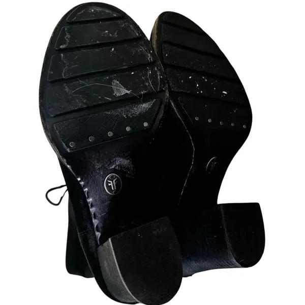 FRYE PARKER MOCCASIN LACE UP KNEE HIGH ZIPPER Black Suede RARE 8 - Image 5