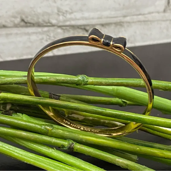 KATE SPADE Black Take A Bow Enamel Layering Stackable Bangle Bracelet - Image 6