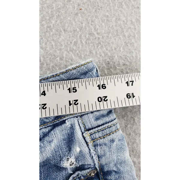American Eagle Womens Sz 4 Distressed Denim Shorts Hi Rise Micro Short 32" Waist - Image 9