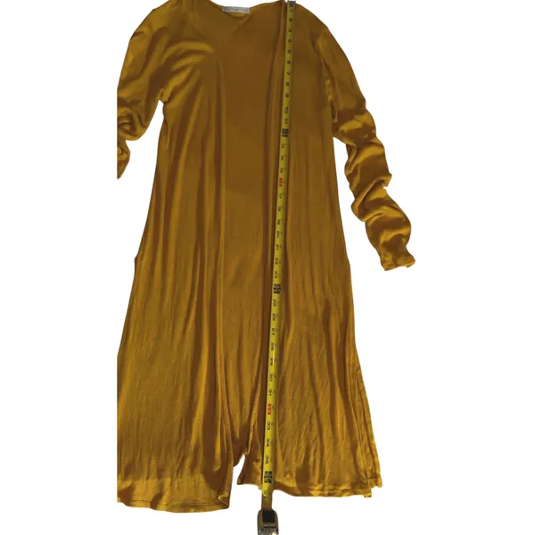 Active USA Mustard Yellow Ribbed Knit Duster Cardigan J10202 Mens Medium - Image 3