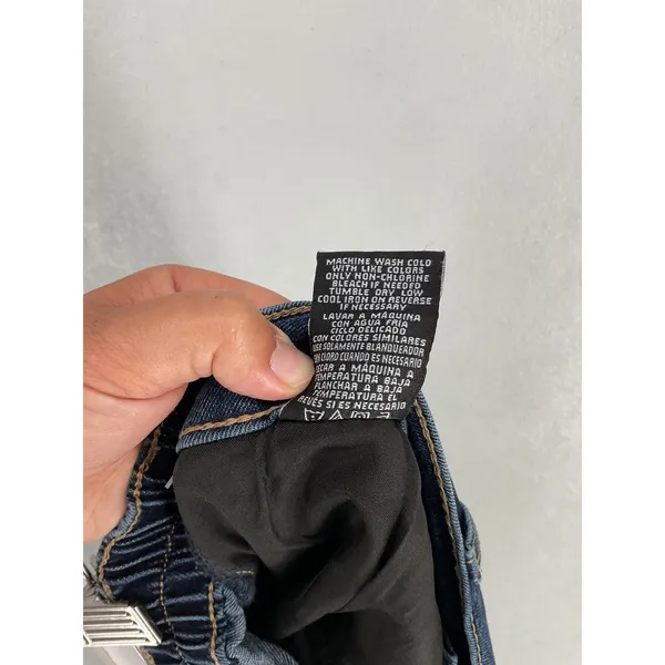Madden NYC Womens Wide Leg Jeans Crossover Waist Dark Indigo Wash Size L 12-14 - Image 7