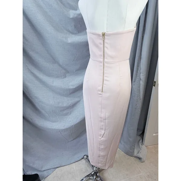 Shona Joy Blush Strapless Draped Cocktail Midi Dress Light Pink‎ 6 USA Wedding - Image 7