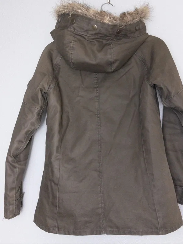 Y2K Tetsu Military Parka Coat M Olive Hooded Faux Fur Quilted Shell Utility - Image 8