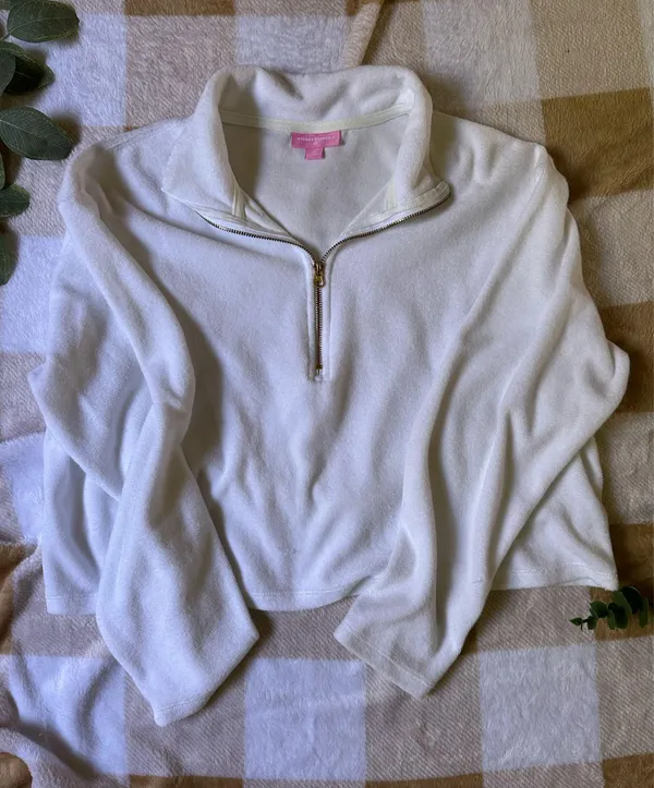 Stoney Clover Cropped Target White Terry Sweatshirt - Image 4