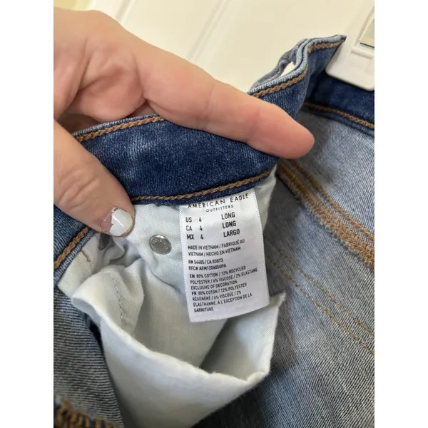American Eagle Low Rise Flare Jeans 4 Long 31” Flap Pockets Next Level Stretch - Image 9
