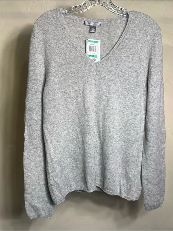 Charter Club 2-Ply 100% Cashmere Women's V Neck Minimalist Luxury Sweater|Size:L - Image 14