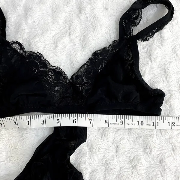 NEW Free People HAH Noir Black Key to UR Heart Mesh Lace Ruffle Boho Bodysuit XS - Image 7