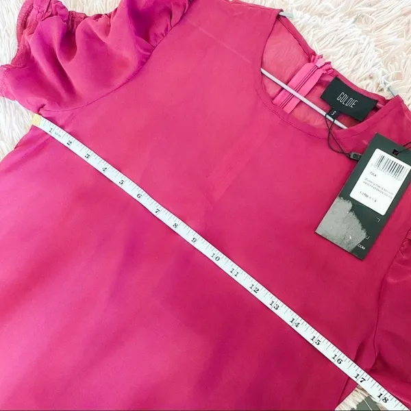 NEW Goldie London Tula Sheer Short Sleeve Maxi Dress in Purple Small - Image 5