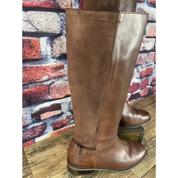 Cole Haan Air Trinity Riding Boots Leather Suede Back Knee High Sz 8B - Image 4