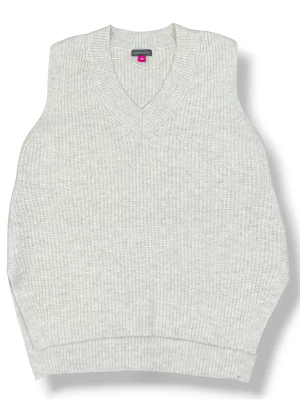 Vince Camuto Oversized V Neck Sleeveless Sweater Vest Beige Small Heritage - Image 12