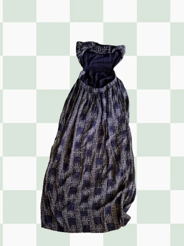 Free People Peyton Maxi Dress features a navy blue and cream geometric print - Image 4
