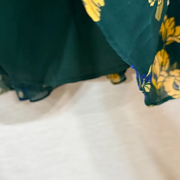 Sugarlips Green Yellow Floral Mini Skirt S2738VCI Lined Ruffle Hem Large - Image 3