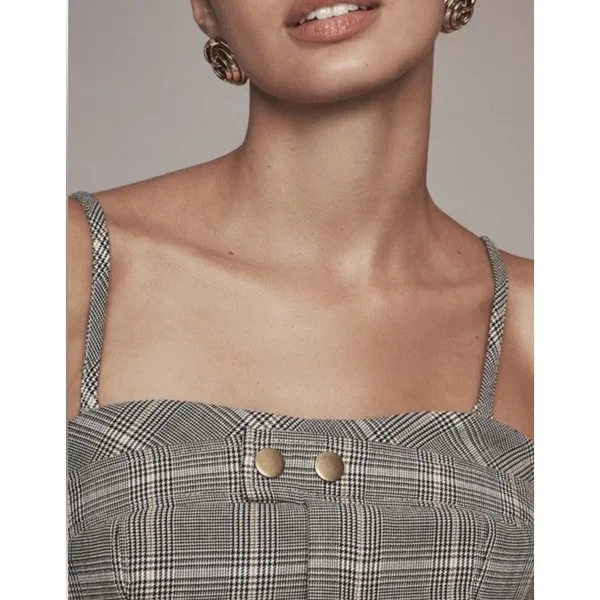 ANTHROPOLOGIE Maeve PLAID PLAYSUIT Brown Motif Optional Straps Menswear Size 12 - Image 4