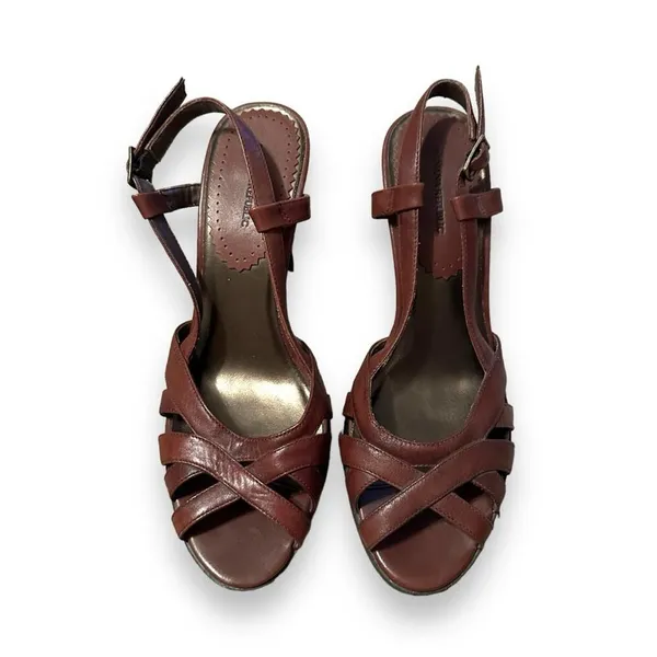Banana Republic Vachetta Strappy Leather Slingback Heels Sandals‎ Sz 7 Estimated - Image 2