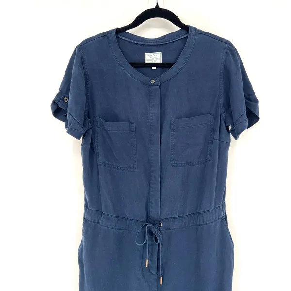 Fat Face Navy Blue Short Sleeve Button Front Jumpsuit Womens 6 EUC - Image 3