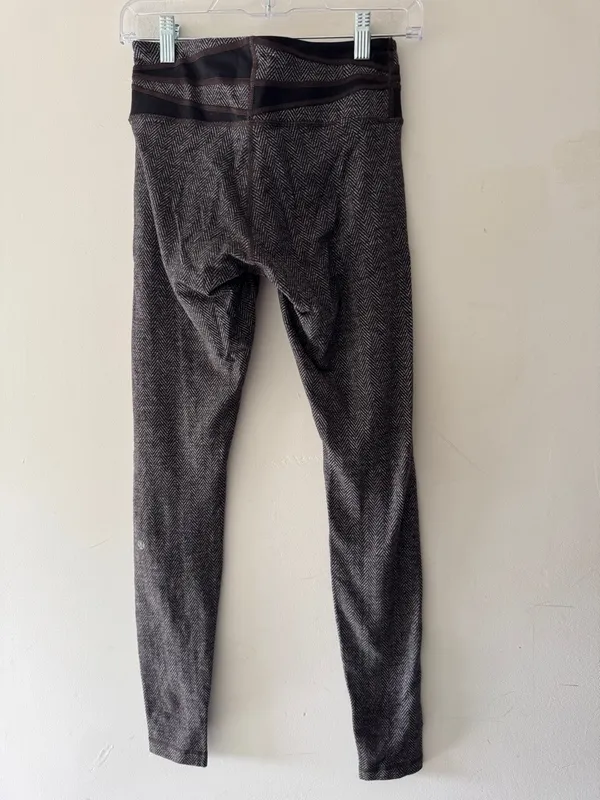 Lululemon Wunder Under Leggings Giant Herringbone Heathered Black SZ‎ 6 - Image 6