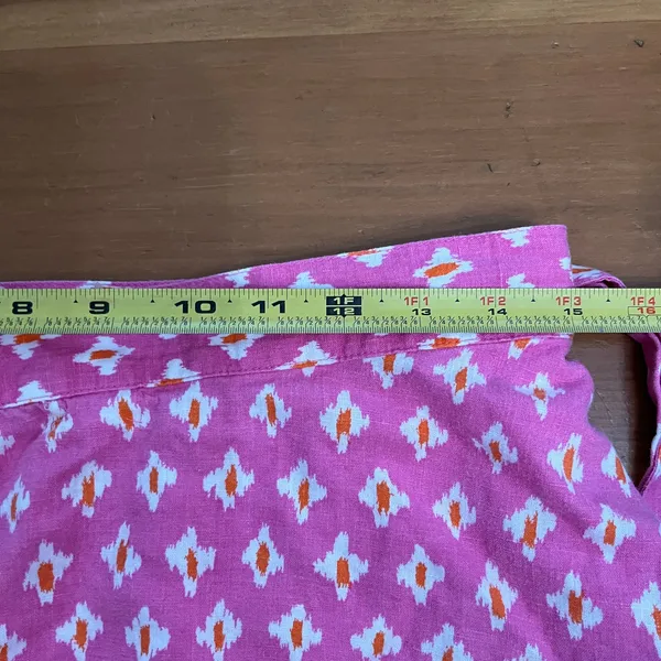 Aerie Women's Lip Gloss Pink Ikat Print Ruffle Wrap Mini Skirt‎ Linen Size Large - Image 5