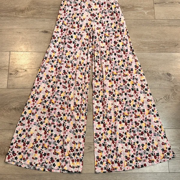 Free People Vibe Check Floral Wide Leg Jumpsuit‎ Mock Neck Tie Waist Medium M - Image 5