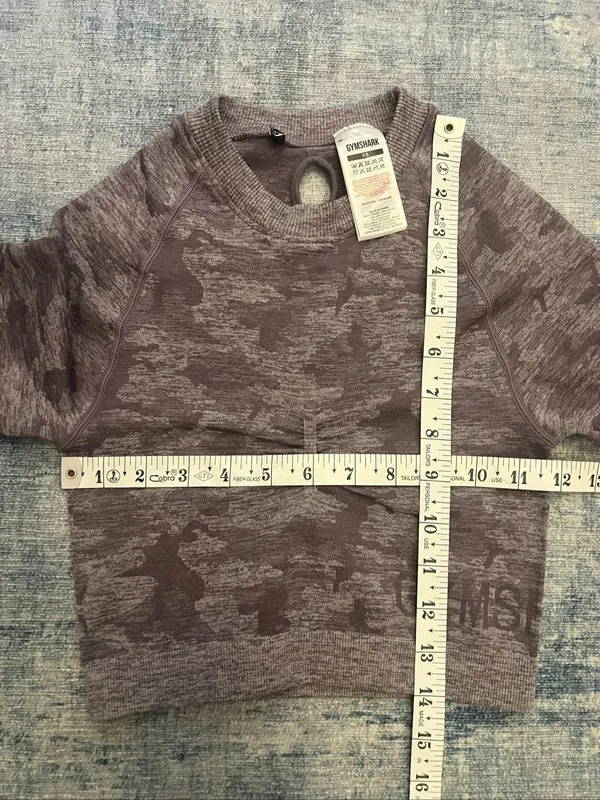 Gymshark Lavender Gray Adapt Camo Seamless Long Sleeve Crop Top XS - Image 4