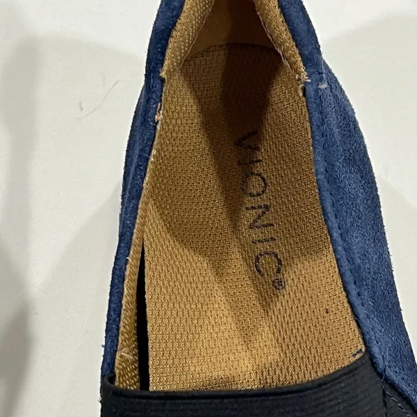 Vionic Navy Suede Slip-On Flats with Black Elastic - Image 7
