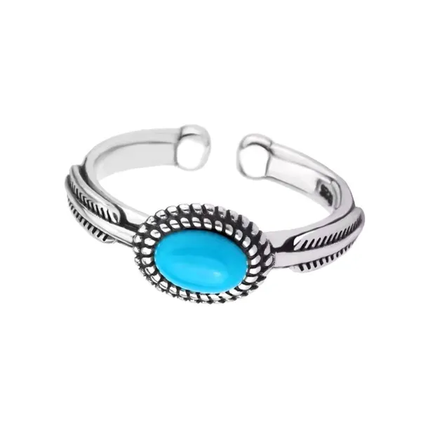 NEW Women's Boho Turquoise Ring, 925 Sterling Silver‎ Adjustable - Image 3