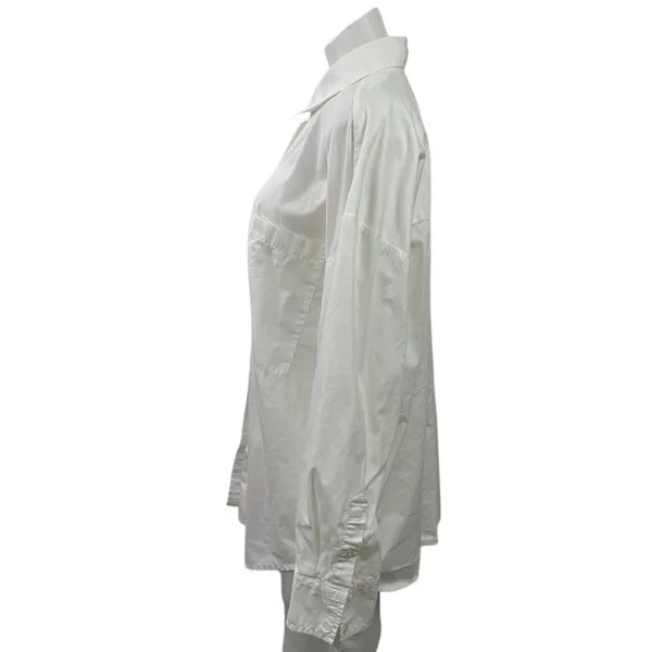 Abercrombie & Fitch Women's White Oversized Long Sleeve Button Down Shirt Size L - Image 2