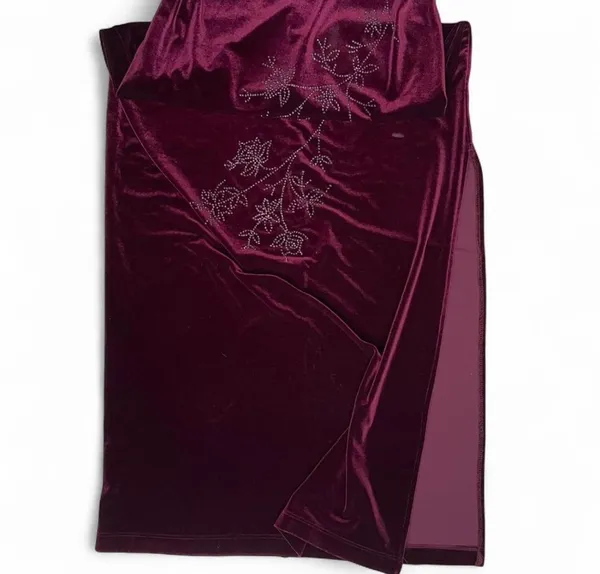 City Triangles velvet burgundy maxi dress with leg slit - Image 8