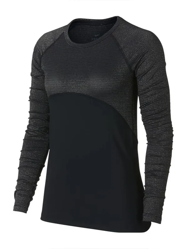 Women's Nike Pro Warm Long sleeve mockneck black/silver reflective top size M - Image 2