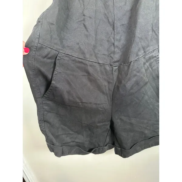 A Pea‎ in the Pod Maternity Shortalls overalls Women Size M Black Minimalist NEW - Image 2