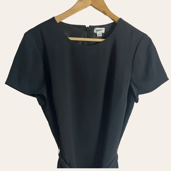 J.Crew Black Short Sleeve Belted Suiting Dress Size 8 - Image 9