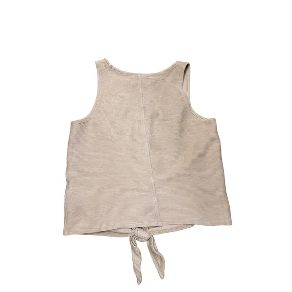 Madewell Texture & Thread Beige Ribbed Button Front Tie‎ Hem Tank Top Small - Image 2