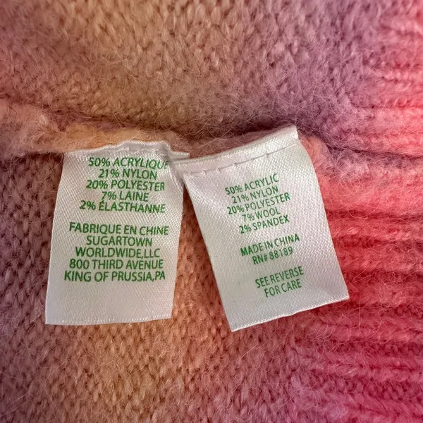 L Lilly Pulitzer Chiya Sweater fuzzy pastel rainbow stripe wool V-neck pink - Image 7